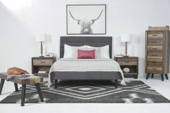 Vista Upholstered Adjustable Foundation Bed In Charcoal, Full