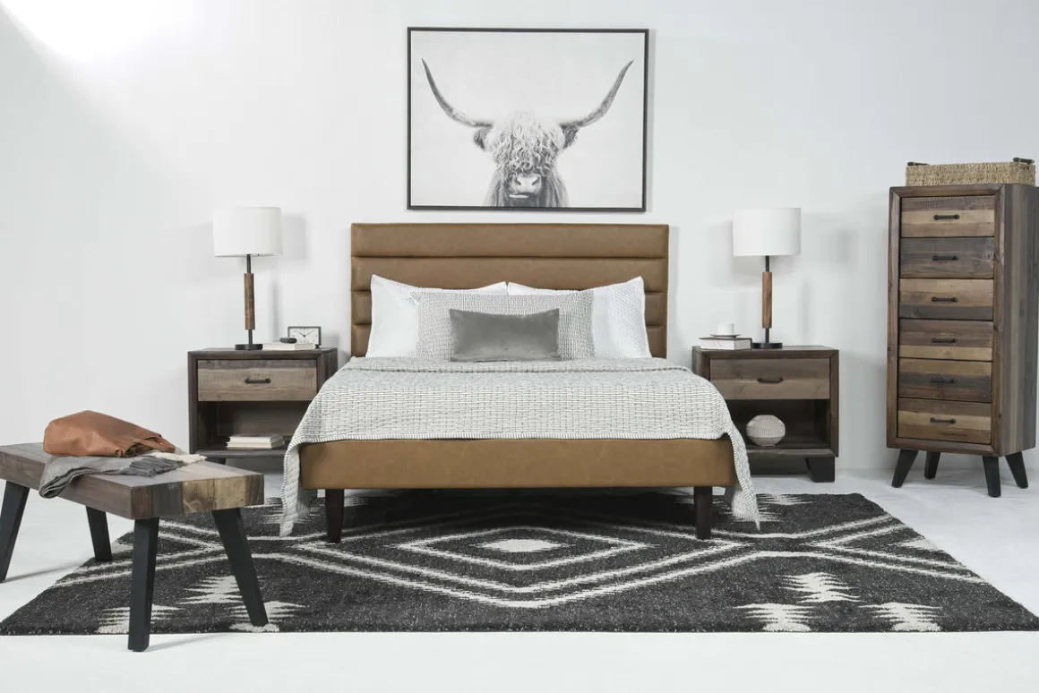 Vista Upholstered Adjustable Foundation Bed In Charcoal, Full