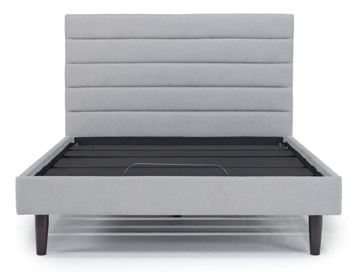 Vista Upholstered Adjustable Foundation Bed In Charcoal, Full