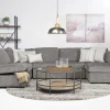 Vivian Full Pullout Dual Chaise Sectional In Gray Fabric, Right Facing