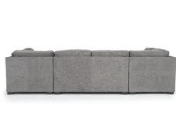 Vivian Full Pullout Dual Chaise Sectional In Gray Fabric, Right Facing