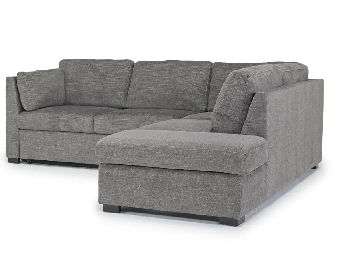 Vivian Full Pullout Sofa Sleeper Tux Chaise In Gray, Left Facing