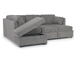 Vivian Full Pullout Sofa Sleeper Tux Chaise In Gray, Left Facing