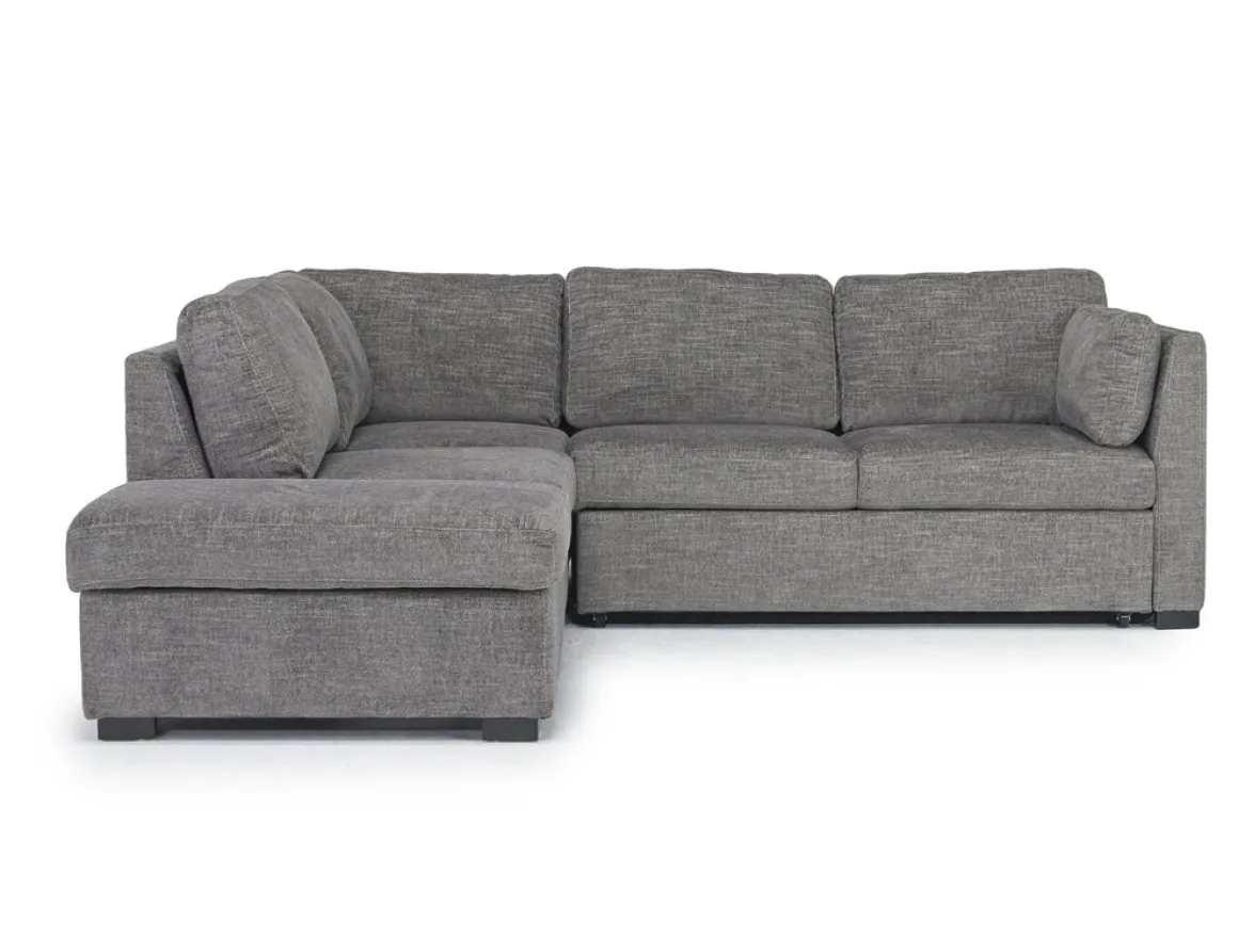 Vivian Full Pullout Sofa Sleeper Tux Chaise In Gray, Left Facing