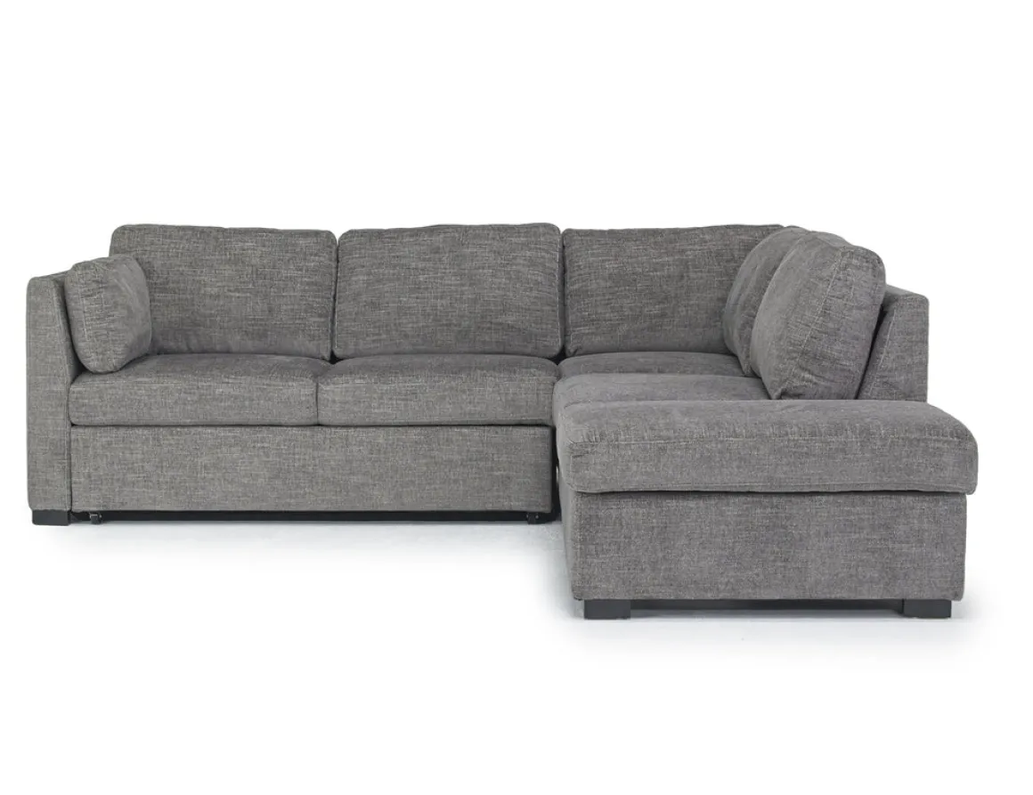 Vivian Full Pullout Sofa Sleeper Tux Chaise In Gray, Left Facing