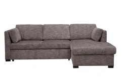 Vivian Full Pullout Sofa Chaise In Gray Fabric, Left Facing