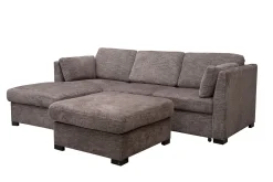 Vivian Full Pullout Sofa Chaise In Gray Fabric, Left Facing