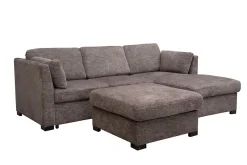 Vivian Full Pullout Sofa Chaise In Gray Fabric, Left Facing
