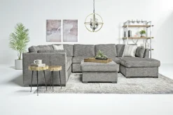 Vivian Full Pullout Tux Chaise Sectional W/ Storage In Gray, Left Facing