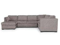 Vivian Full Pullout Tux Chaise Sectional W/ Storage In Gray, Left Facing