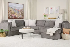 Vivian Full Pullout Tux Chaise Sectional W/ Storage In Gray, Left Facing