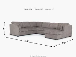 Vivian Full Pullout Tux Chaise Sectional W/ Storage In Gray, Left Facing