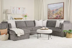 Vivian Full Pullout Tux Chaise Sectional W/ Storage In Gray, Left Facing