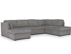 Vivian Full Pullout Tux Chaise Sectional W/ Storage In Gray, Left Facing
