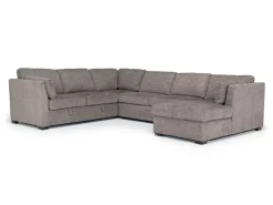 Vivian Full Pullout Tux Chaise Sectional W/ Storage In Gray, Left Facing
