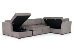 Vivian Full Pullout Tux Chaise Sectional W/ Storage In Gray, Left Facing