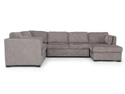 Vivian Full Pullout Tux Chaise Sectional W/ Storage In Gray, Left Facing