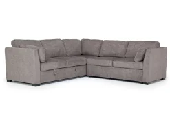 Vivian Full Tux Sleeper Sectional In Gray Fabric, Left Facing