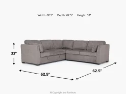 Vivian Full Tux Sleeper Sectional In Gray Fabric, Left Facing