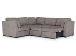 Vivian Full Tux Sleeper Sectional In Gray Fabric, Left Facing