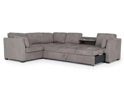 Vivian Full Tux Sleeper Sectional In Gray Fabric, Left Facing