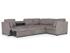 Vivian Full Tux Sleeper Sectional In Gray Fabric, Left Facing