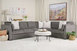 Vivian Full Tux Sleeper Sectional In Gray Fabric, Left Facing
