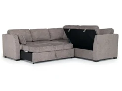 Vivian Full Tux Sleeper Sectional In Gray Fabric, Left Facing