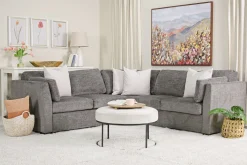 Vivian Full Tux Sleeper Sectional In Gray Fabric, Left Facing