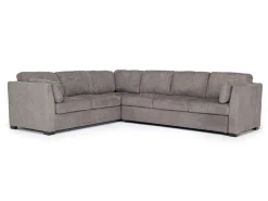 Vivian Queen Tux Sleeper Sectional W/ Drop Down Table In Handwoven Pewter, Right Facing