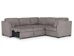 Vivian Queen Tux Sleeper Sectional W/ Drop Down Table In Handwoven Pewter, Right Facing