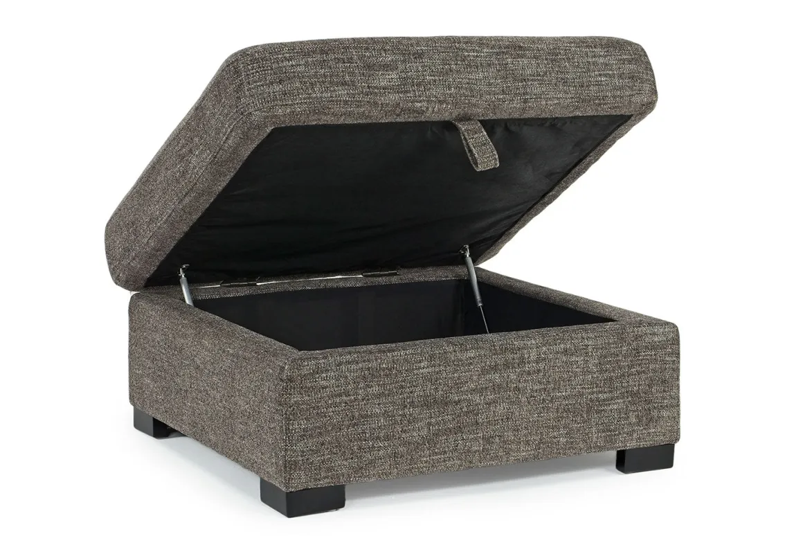 Vivian Storage Oversized Ottoman In Gray Fabric