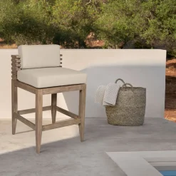 Vivid Outdoor Counter Stool In Taupe