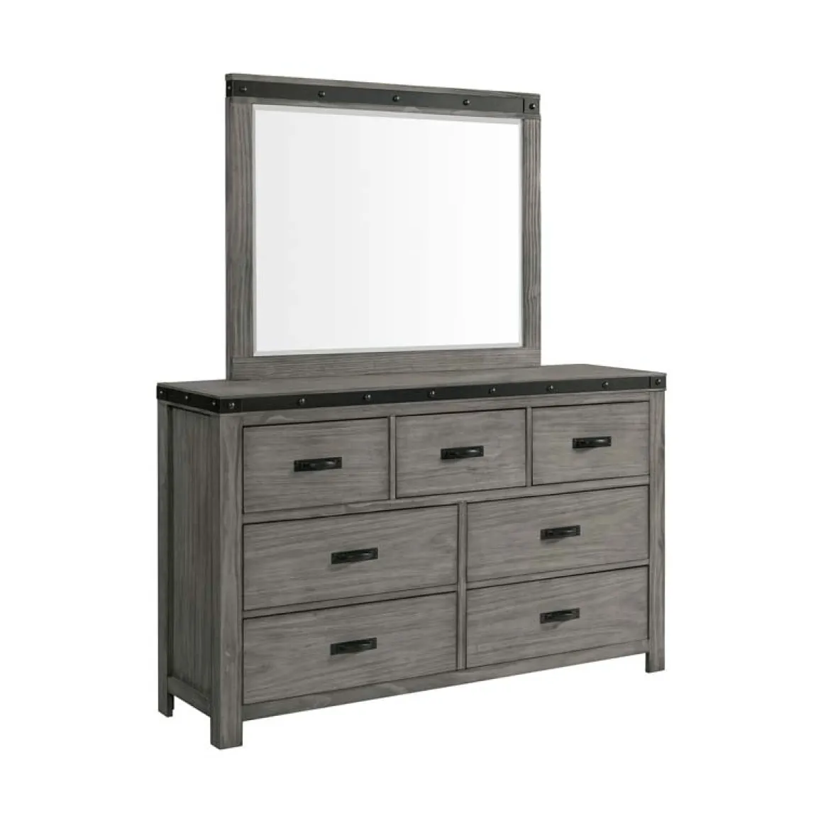 Wade Panel Bed, Dresser, Mirror & Nightstand In Gray, Queen