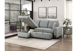 Waitsfield Full Pullout Sofa Chaise In Gray, Left Facing