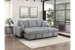 Waitsfield Full Pullout Sofa Chaise In Gray, Left Facing