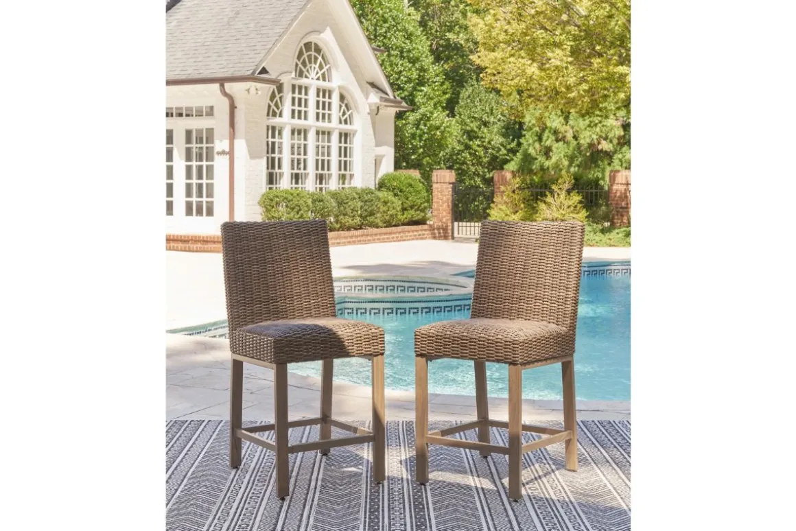 Walton Bridge Outdoor Bar Stool In Driftwood, Set Of 2