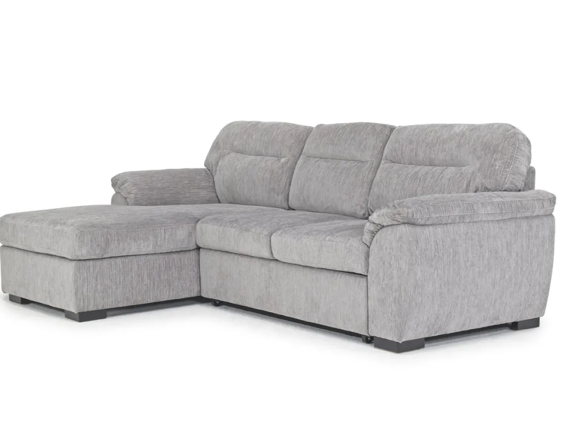 Wanda Full Pullout Sofa Chaise In Gray, Left Facing