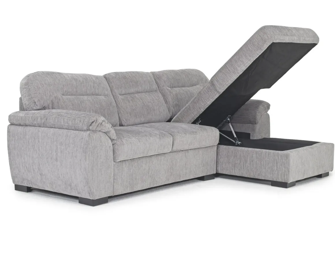 Wanda Full Pullout Sofa Chaise In Gray, Left Facing
