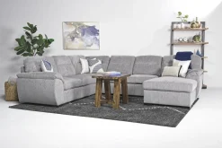 Wanda Full Pullout Tux Chaise Sectional In Gray, Left Facing