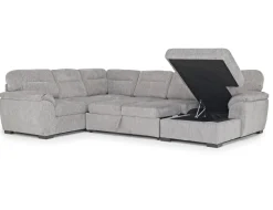 Wanda Full Pullout Tux Chaise Sectional In Gray, Left Facing