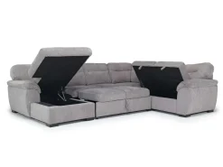 Wanda Full Pullout Tux Storage Chaise Sectional In Gray, Left Facing