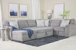 Wanda Full Pullout Tux Storage Chaise Sectional In Gray, Left Facing