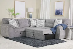 Wanda Full Tux Sleeper Sectional W/ Storage In Gray, Right Facing