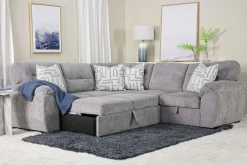 Wanda Full Tux Sleeper Sectional W/ Storage In Gray, Right Facing