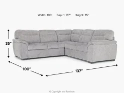 Wanda Full Tux Sleeper Sectional W/ Storage In Gray, Right Facing