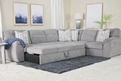 Wanda Full Tux Sleeper Sectional W/ Storage In Gray, Right Facing