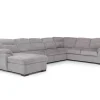 Wanda Queen Pullout Tux Sofa Chaise Sectional In Gray, Left Facing