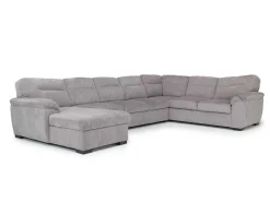 Wanda Queen Pullout Tux Sofa Chaise Sectional In Gray, Left Facing