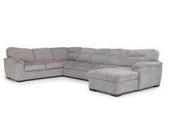 Wanda Queen Pullout Tux Sofa Chaise Sectional In Gray, Left Facing